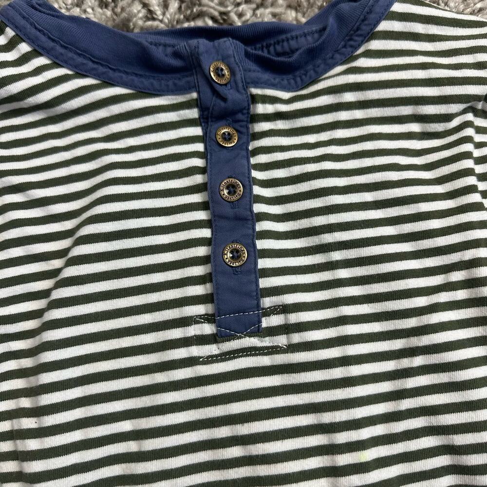 Kitestrings Hartsrings Blue Green Striped Henley Long Sleeve Shirt Boys Size 7 - Picture 2 of 7
